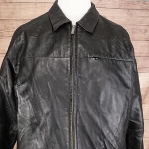 Wilsons‎ Leather Jacket Mens Large Black Pelle Studio Thinsulate Full Zip Lined